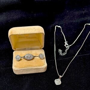 Silvertone Jewelry Set with Necklace , Earrings and Ring